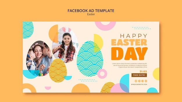 PSD template de celebração do dia de páscoa no facebook