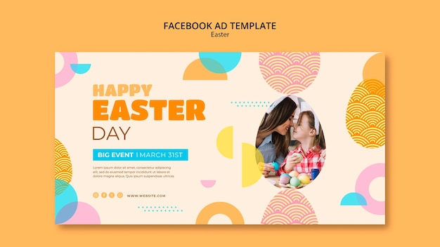 PSD template de celebração do dia de páscoa no facebook