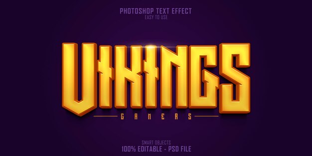 PSD template de efeito de estilo de texto 3d para vikings gamers