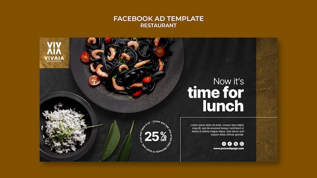 PSD template de facebook de restaurante de comida deliciosa