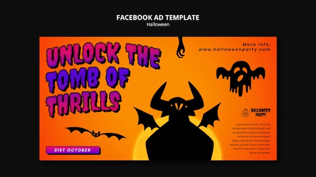 PSD template de facebook para a celebração do dia das bruxas