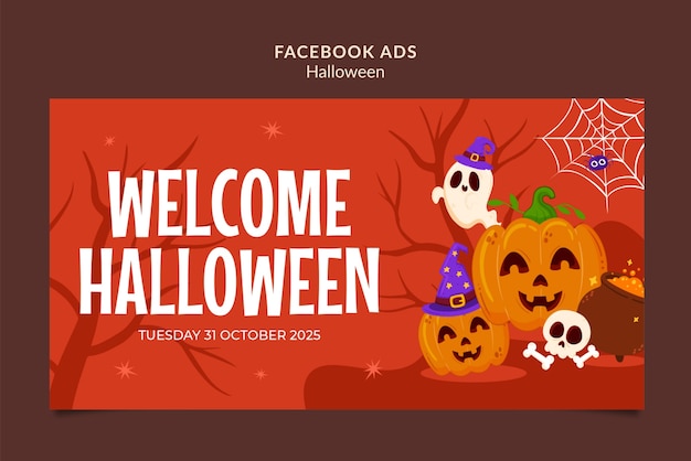 Template de Facebook para a celebração do Dia das Bruxas