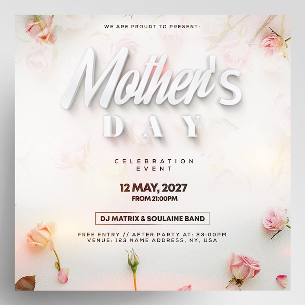 PSD template de flyer de celebração do dia das mães instagram