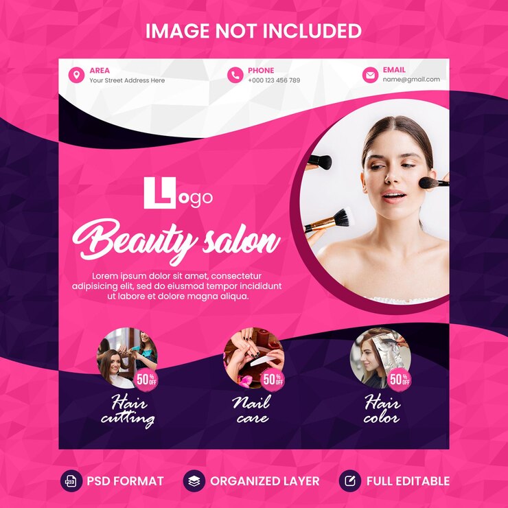 PSD template de folheto de salão de beleza psd