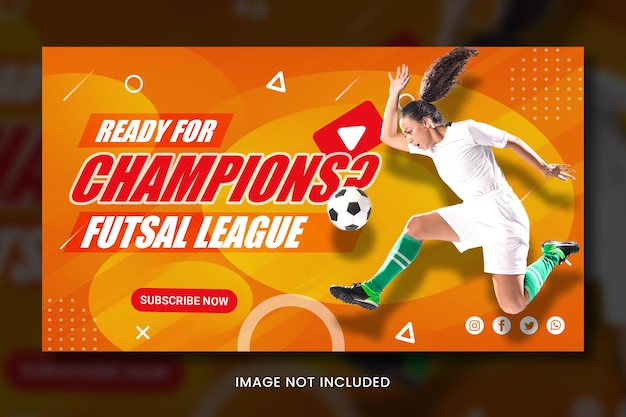 PSD template de miniatura de futebol do youtube