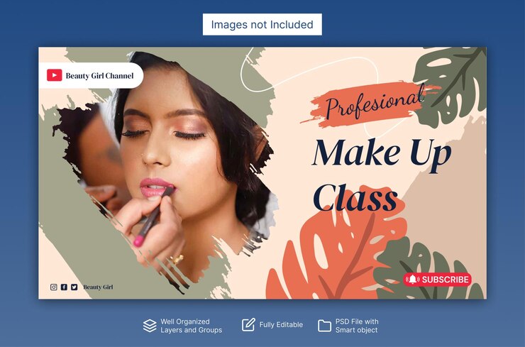 PSD template de miniatura do beauty care youtube e modelo de banner da web do beauty care