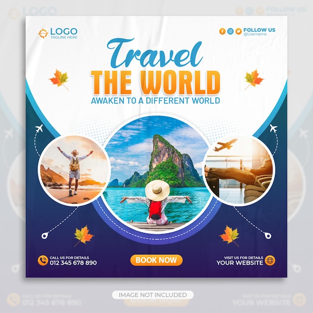 template de postagem de Instagram ou de mídia social para viagens e turismo