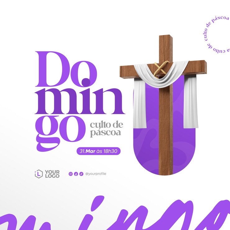 PSD template de postagem de mídia social da igreja do domingo de páscoa em português