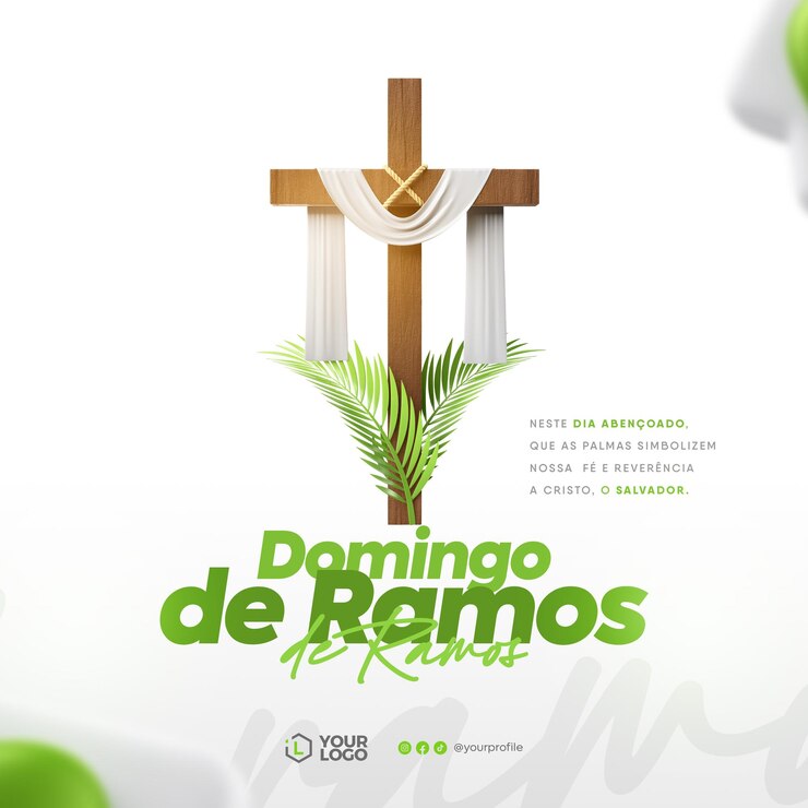PSD template de postagem de mídia social de palm sunday em português