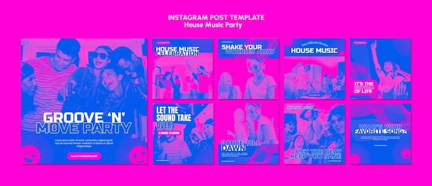 PSD template de postagens do instagram de festas de música house