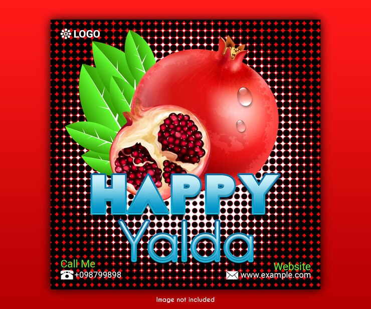 PSD template del poster di happy yalda celebration