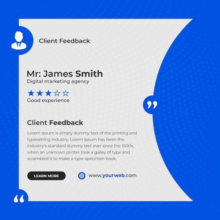 PSD template di banner di recensioni dei clienti sui social media o su instagram