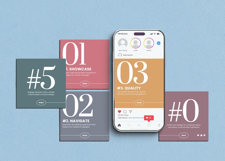 Template di modellazione di post di Instagram Carousel