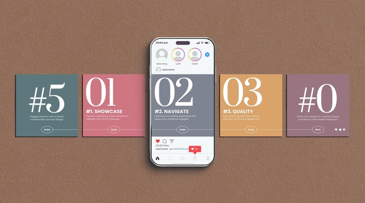 Template di modellazione di post di Instagram Carousel