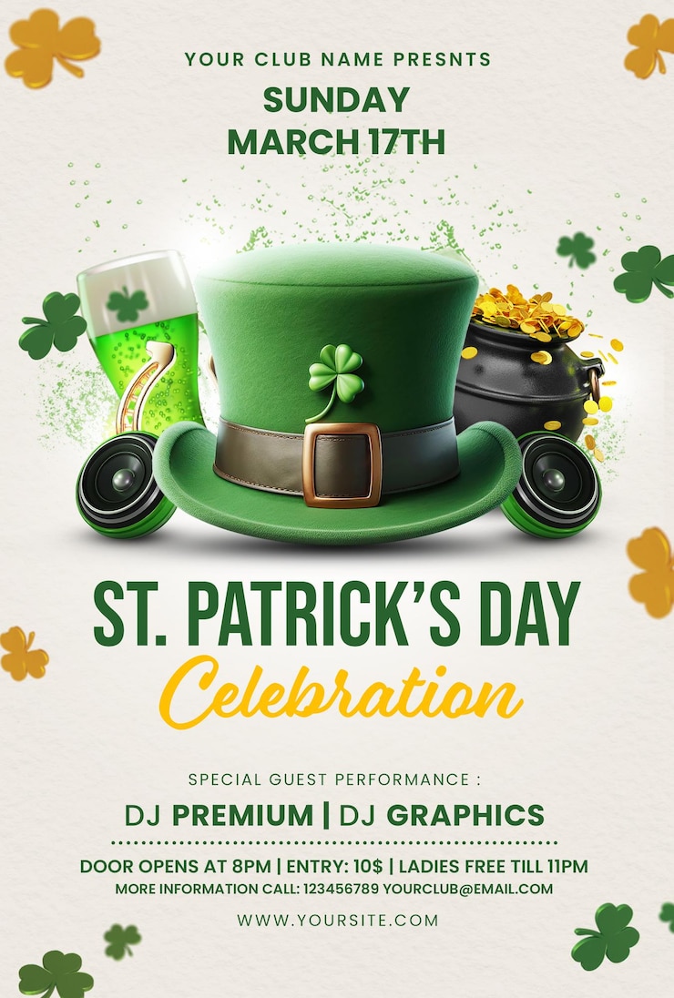 PSD template di photoshop premium per la celebrazione di san patrizio