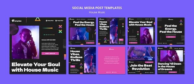Template di post per la festa della musica house su Instagram