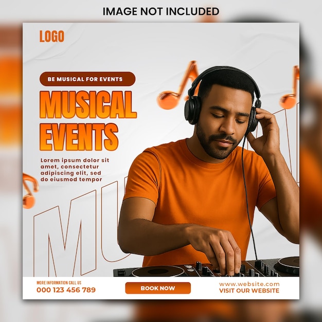 Template di post per social media di eventi musicali per DJ e spettacoli musicali
