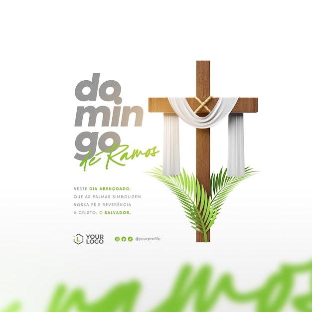 Template di post sui social media di Palm Sunday in portoghese