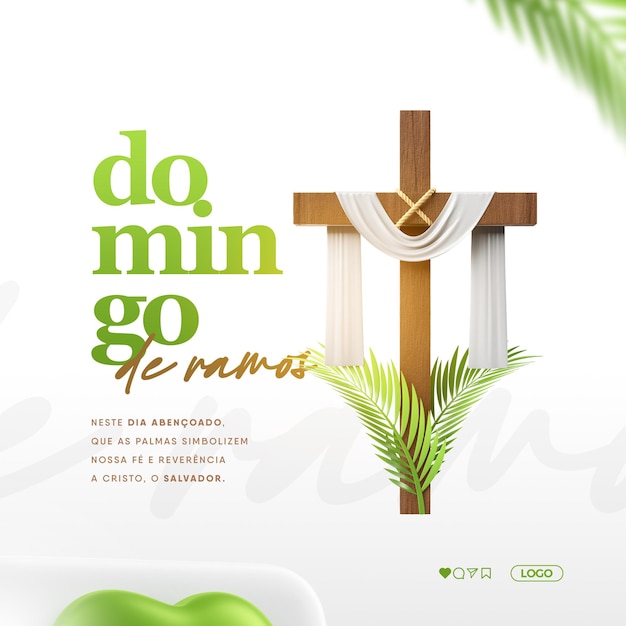 Template di post sui social media di Palm Sunday in portoghese