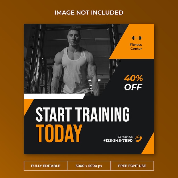 Template di social media per post di fitness instagram