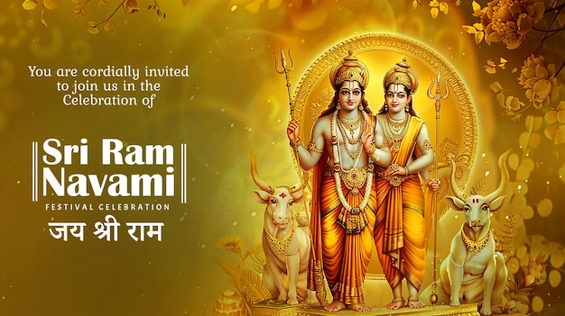 PSD template de diseño de banner para la celebración del festival indio shree ram navami