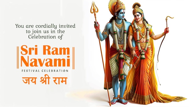 PSD template de diseño de banner para la celebración del festival indio shree ram navami