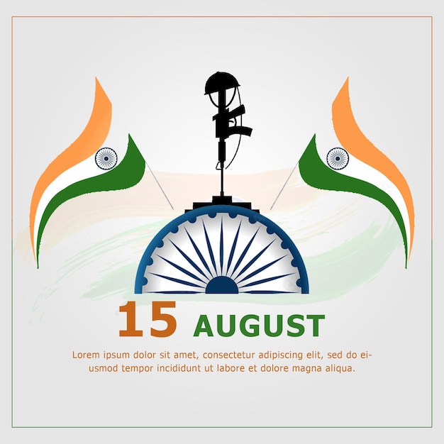 Template de diseño del día de la independencia de la India 15 de agosto feliz independencia