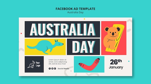 PSD template do facebook para a celebração do dia da austrália