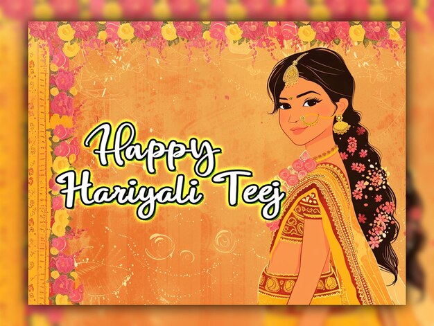 PSD template du festival happy haryali teej fond du festival indien pour une publication sur les médias sociaux