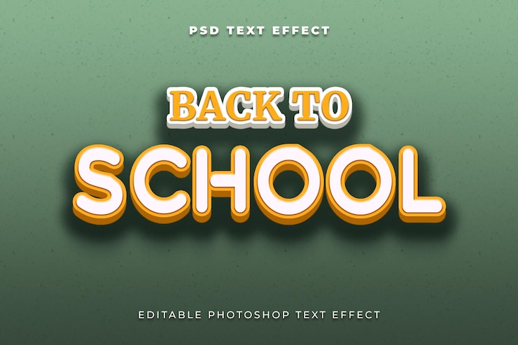 PSD template efek teks kembali ke sekolah