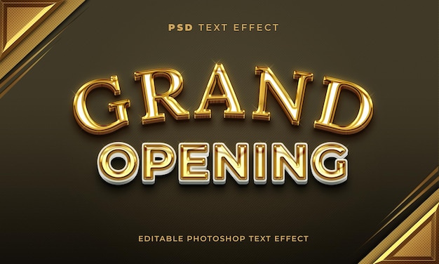 Template efek teks pembukaan besar 3D dengan warna emas