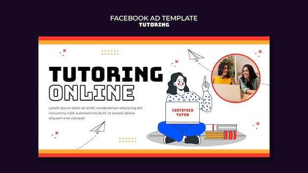 Template Facebook Pour Le Tutorat De Conception à Plat