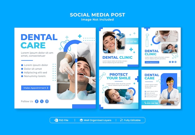 Template für Social-Media-Posts für Zahnpflege