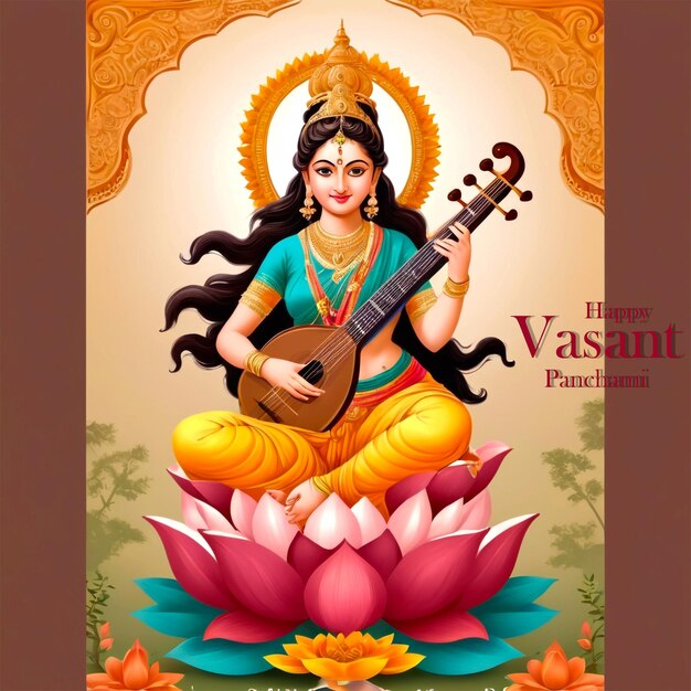 PSD template d'illustration du festival du vasant panchami