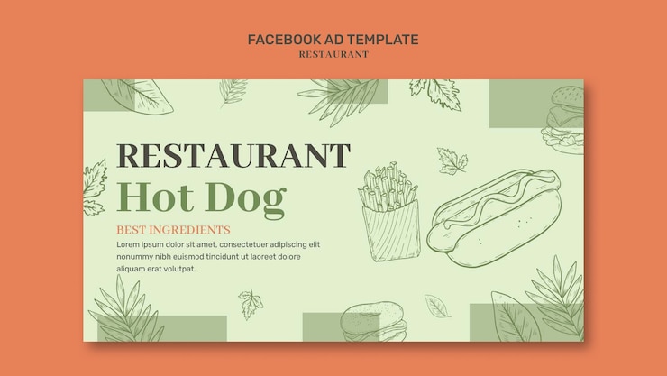 PSD template per facebook di apertura di un ristorante disegnato a mano