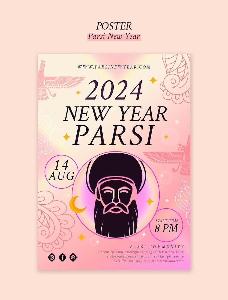 PSD template per la celebrazione del nuovo anno parsi