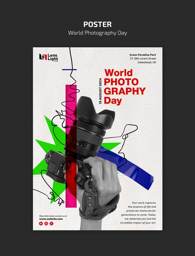 PSD template per la celebrazione della giornata mondiale della fotografia
