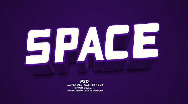 Template Photoshop d'effet de texte modifiable pour l'espace 3D PSD