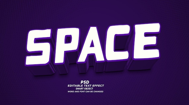 PSD template photoshop d'effet de texte modifiable pour l'espace 3d psd