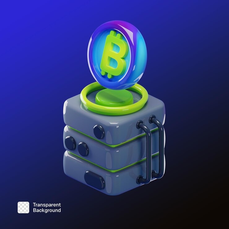 PSD template png del icono 3d oscuro de la moneda criptográfica cripsy