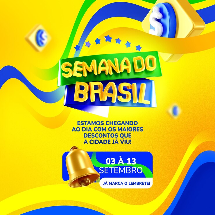 PSD template post social media psd independencia do brasil em 07 de setembro com sino de notificação