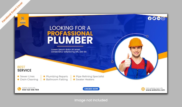 Template PSD de capa de evento do Facebook para encanamento