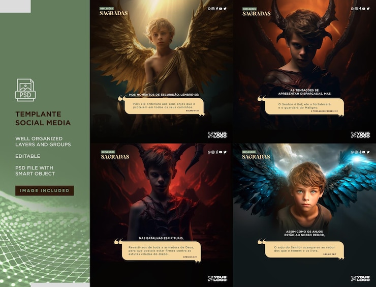 Template PSD dei Divine Guardians per i social media