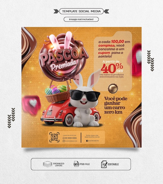 Template social media de comemoracao do dia de pascoa no Brasil
