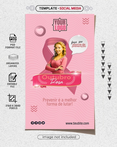 PSD template social media para campanha outubro rosa brasil