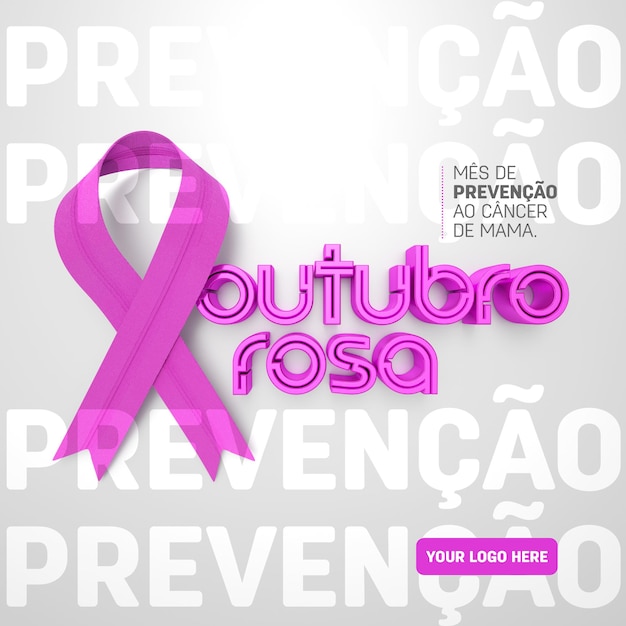 PSD template social media post instagram no brasil português outubro rosa prevenção do câncer de mama