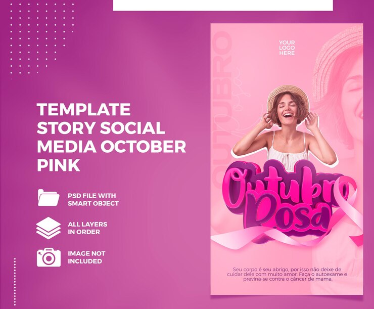 TEMPLATE STORY SOCIAL MEDIA OUTUBRO PINK NO BRASIL
