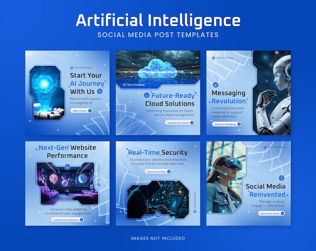 Templati di banner di social media di intelligenza artificiale per aziende tecnologiche