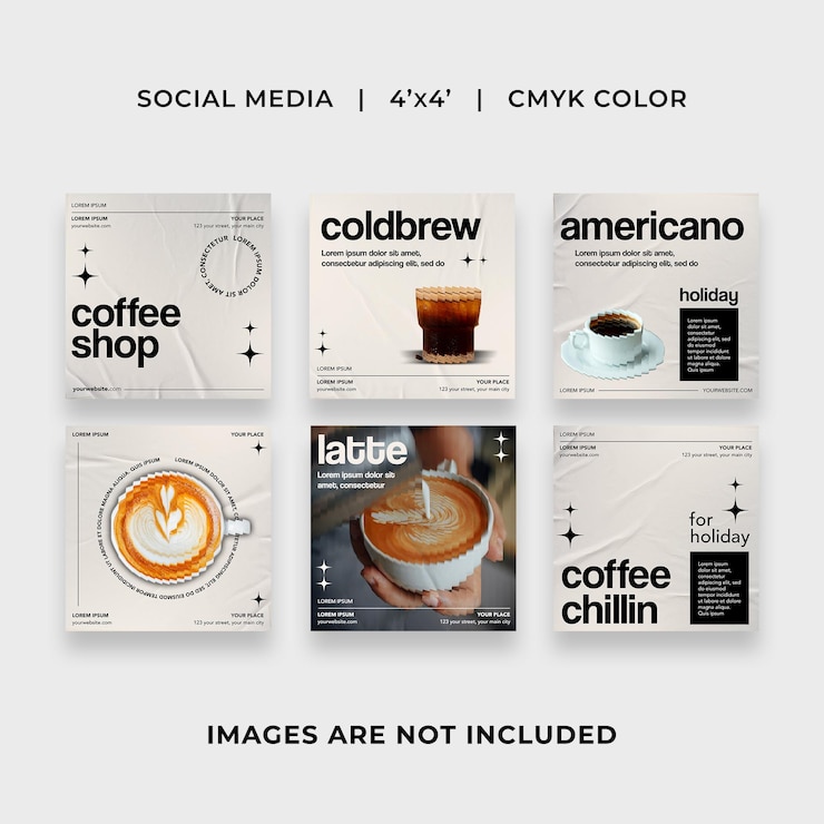 PSD templati di post sui social media della caffetteria