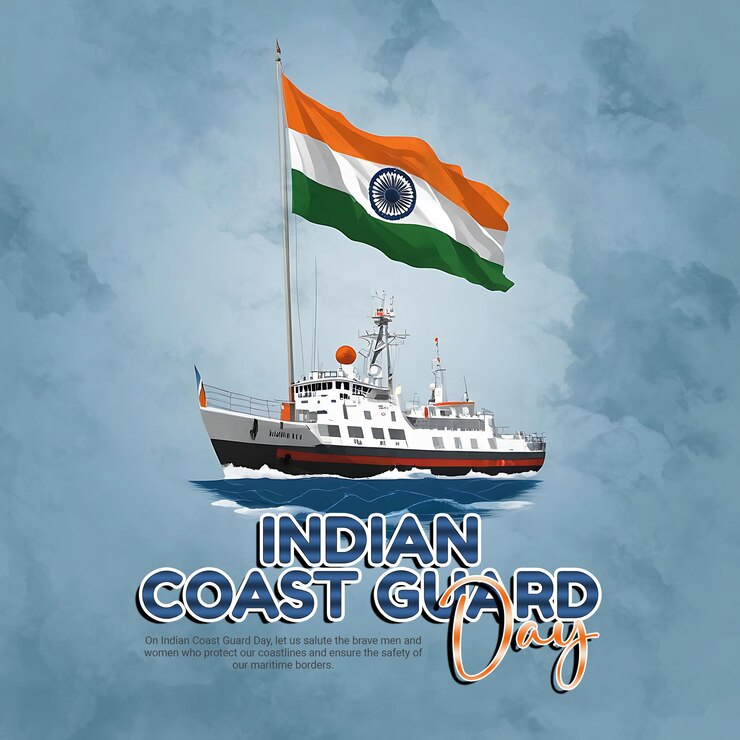 Templato de banner para el Día de la Guardia Costera de la India en las redes sociales